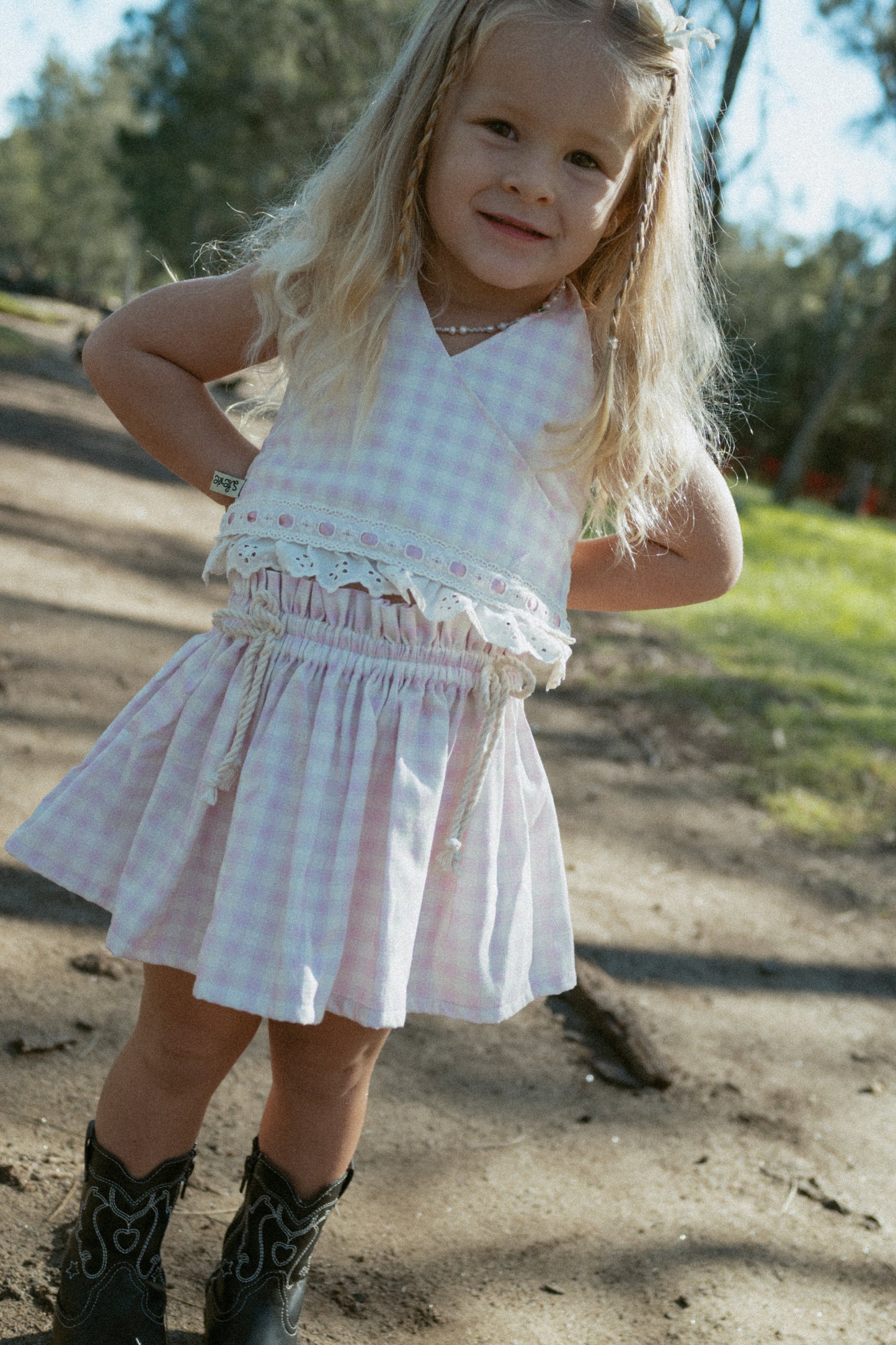 Petunia Pink Gingham Mini skirt
