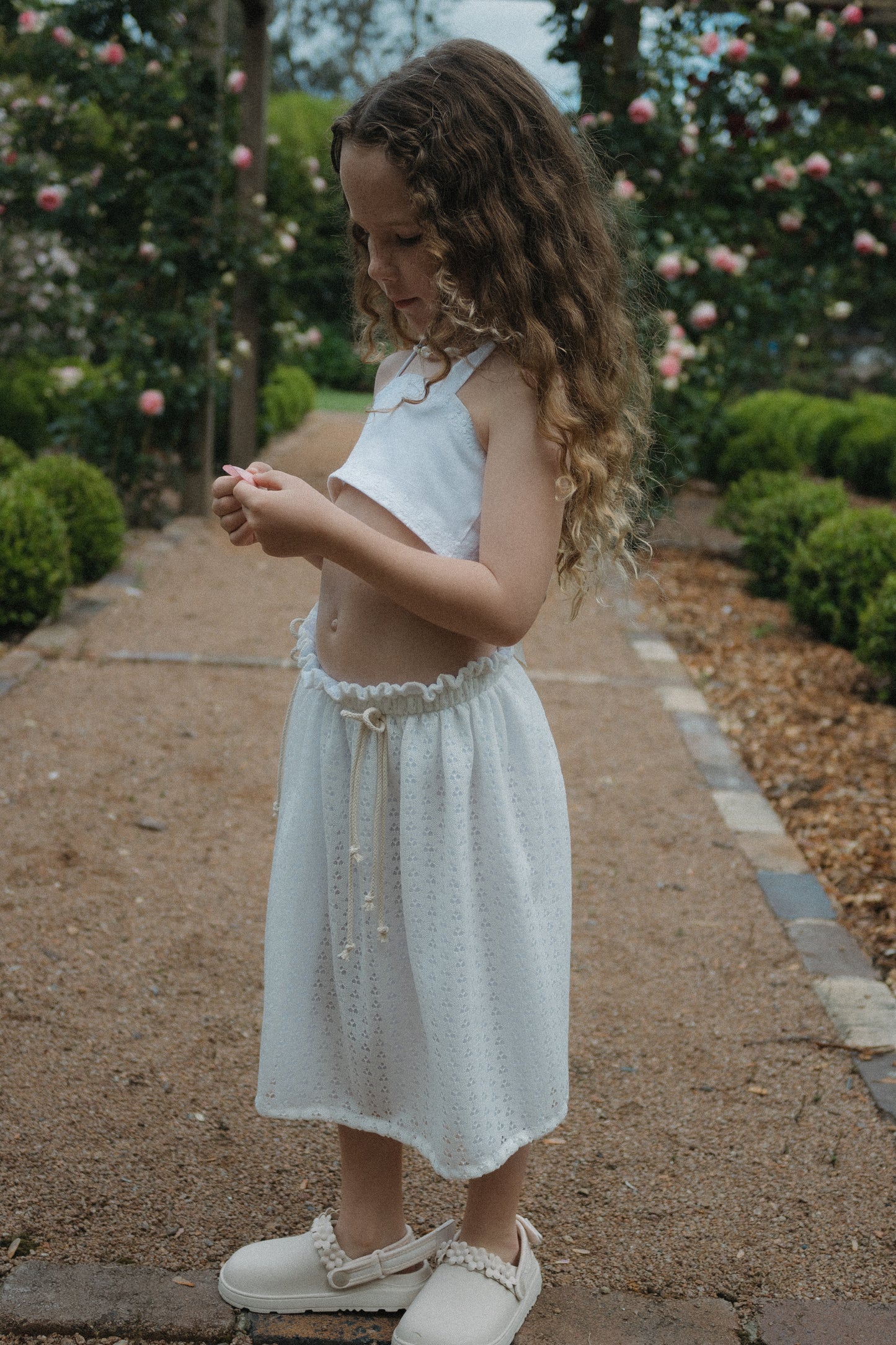 Daisy Chain Bandeau Top White