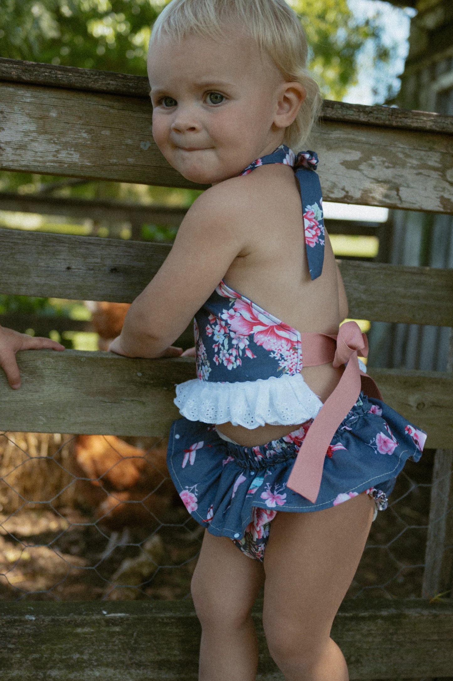 Floral Garden in Navy - Halter Neck top