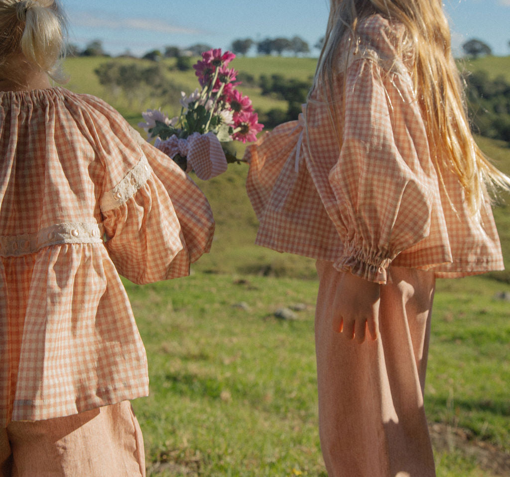 Cherry Blossom top - Pink Gingham - PRE ORDER