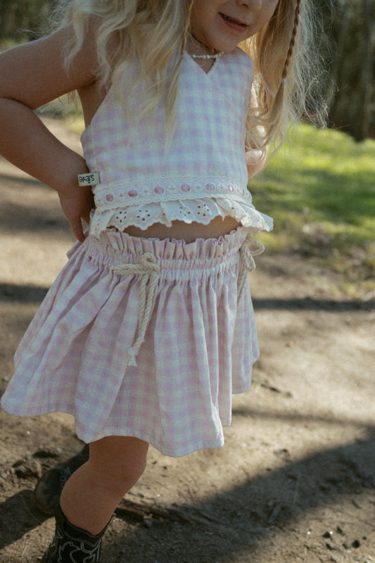 Petunia Pink Gingham Mini skirt