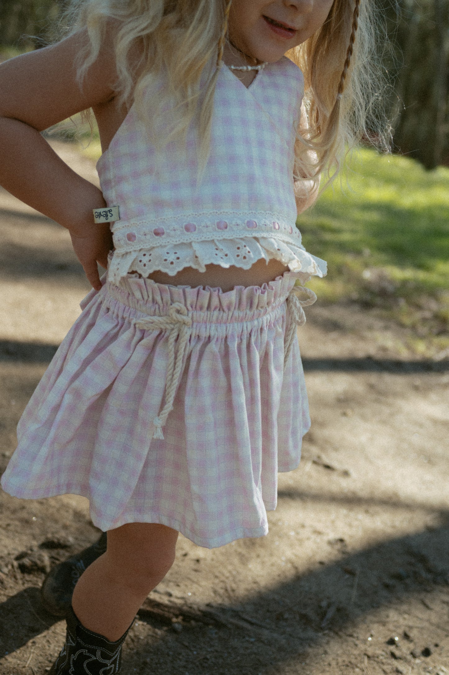 Meadow Halter -  Floral and Pink Gingham reversible -  PRE ORDER HALTER