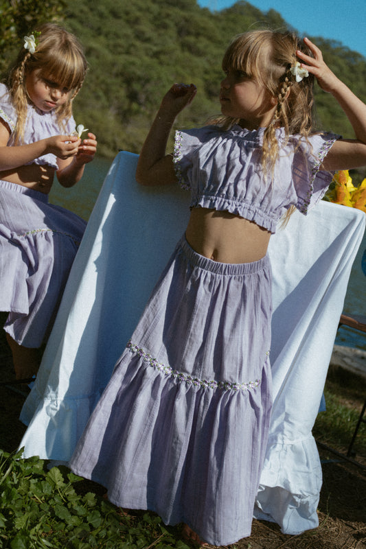 Lilac Love Peasant style top - PRE ORDER