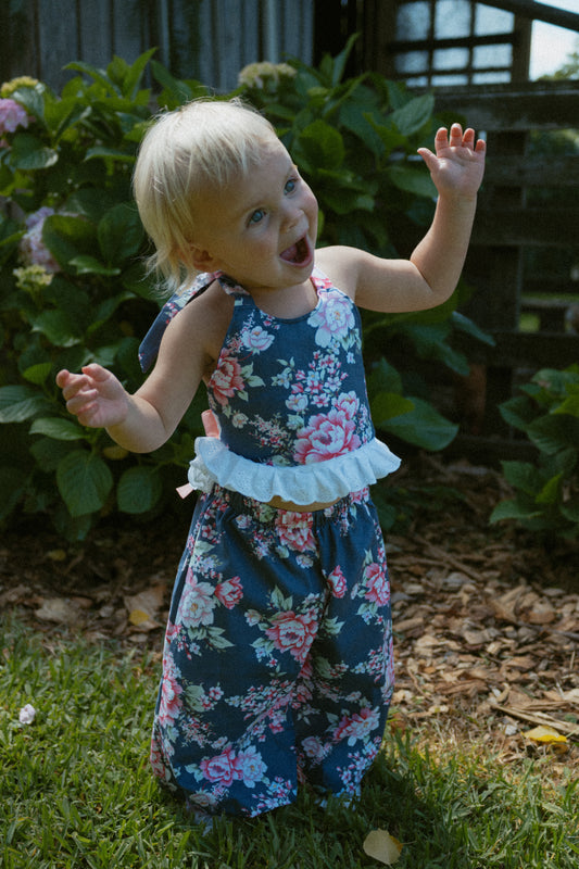 Floral Garden in Navy - Halter Neck top